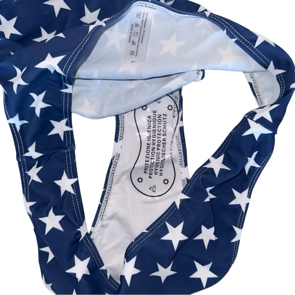 American Flag Star Print Bikini Set Red White Blue Two Piece Size Large - Picture 9 of 10
